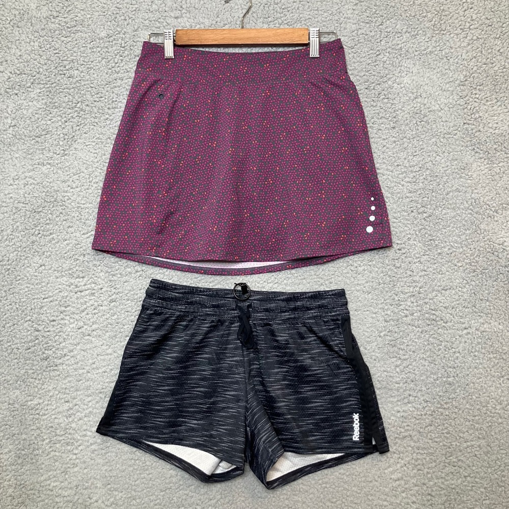 LOT (2) L.L. Bean Skort Reebok Shorts Athletic BUNDLE Women XS Purple Black Golf